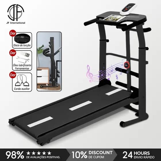 JF Esteira de Caminhada Mecânica Self Machine com Display suporta 120kg
