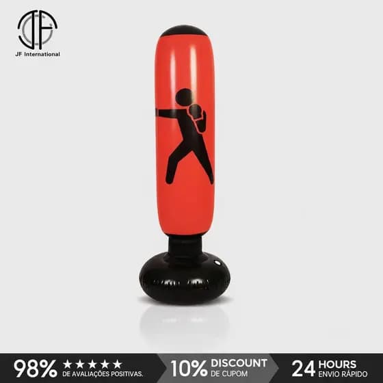 Saco De Pancadas Inflável 1.6m Boxe Muay Thai Crossfit Academia Em Casa Treino De Luta Fitness Equipamento