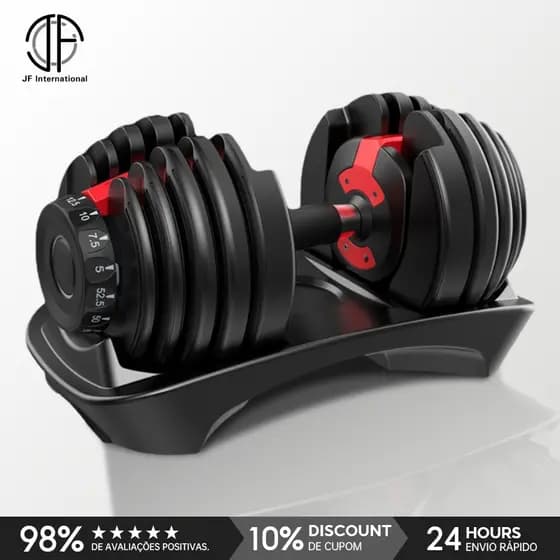 Haltere Ajustável 24kg Musculação Academia Em Casa Treino De Força Fitness Equipamento Base Inclusa