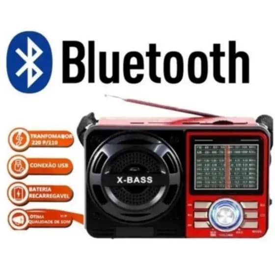 Rádio Retrô Vintage Portátil com bluetooth carregavel na Tomada / pilha Am Fm Sw Pendrive Com USB SD