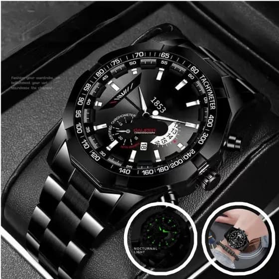 Relógio Impermeável De Aço Inoxidável De Luxo De Dinheiro Antigo Masculino Original