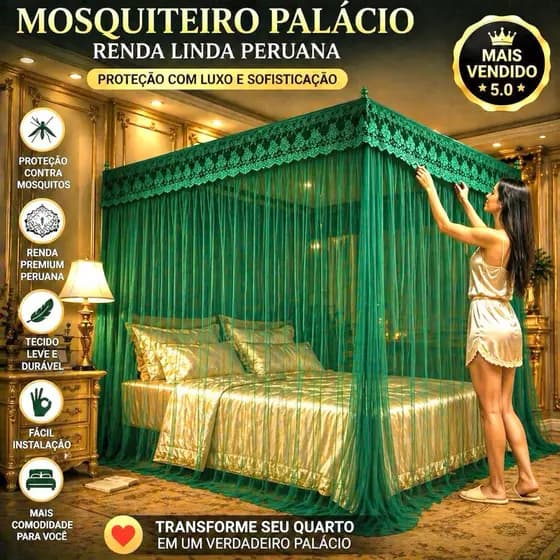 Mosquiteiro Casal/Queen Palácio Renda Linda Peruana