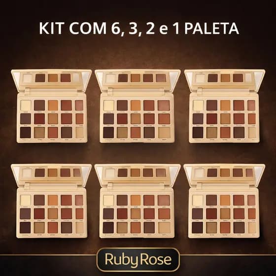 KIT Paleta de Sombras Ruby Rose Mirror Shade 18 Cores Make Completa Profissional