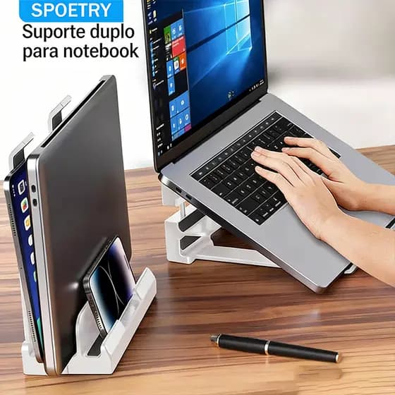 Suporte Vertical para Notebook e Tablet Compatível com MacBook iPad MacMini Organizador Portátil de Mesa