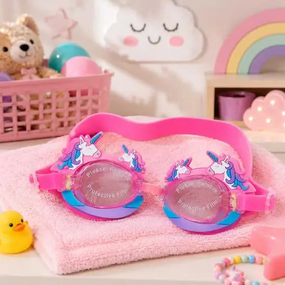 Óculos de Natação Infantil Silicone Proteção Solar Criança de 2 a 8 anos Piscina Praia.
