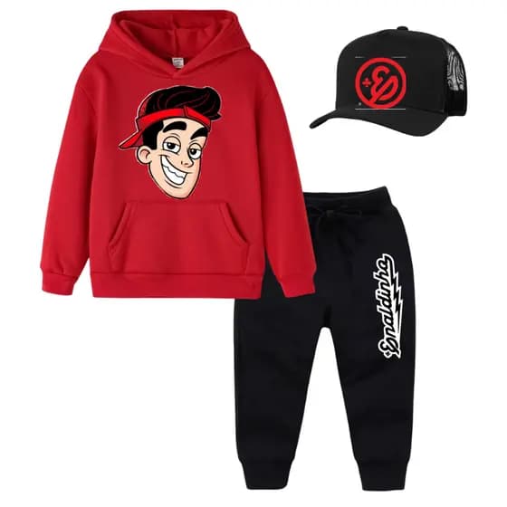 Conjunto Moletom Enaldinho Youtuber Infantil Blusa de Frio Flaneladoe calça + Boné