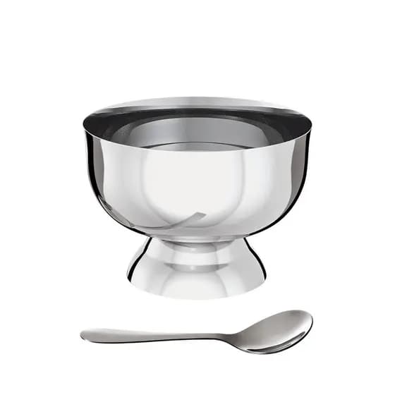 Kit 4 Taças Para Sobremesa De 200ml Com Colher Em Aço Inox EuroHome