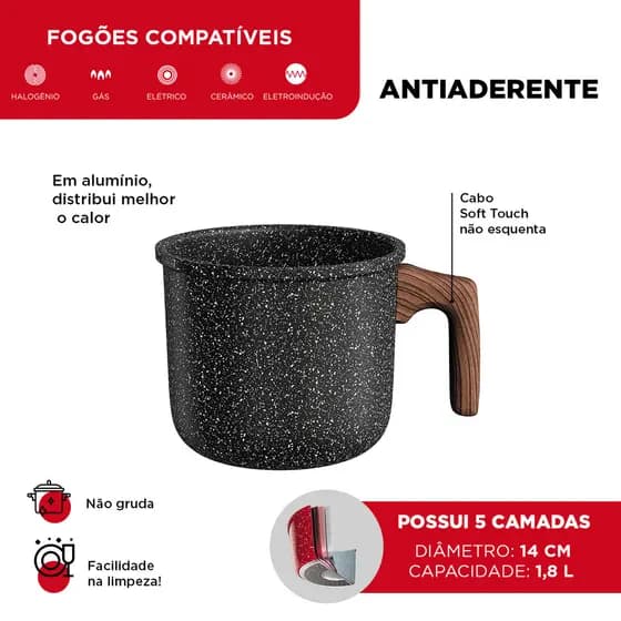 Fervedor De Leite Antiaderente 5 Camadas 14cm Leiteira