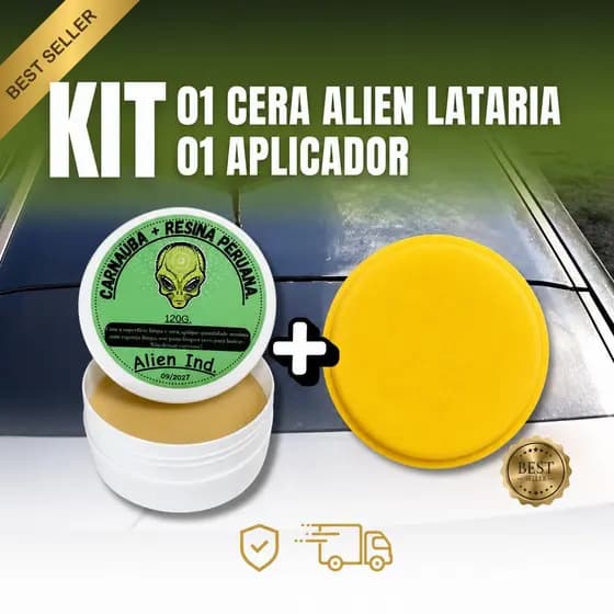Kit Cera Alien + Aplicador P/ Riscos Queimados Brilho e Polimento