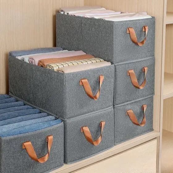 Caixa Organizadora Dobrável para Roupas – Organizador em Nylon com Alça para Guarda-Roupas