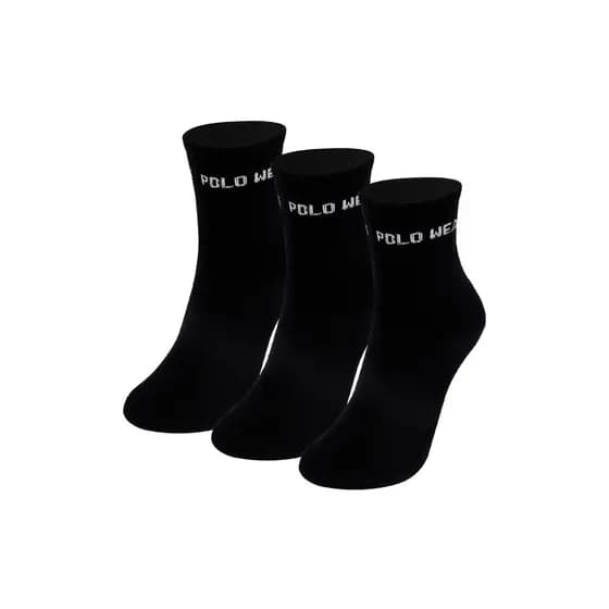 Kit 3 Pares de Meias Atoalhadas Cano Longo Polo Wear Preto