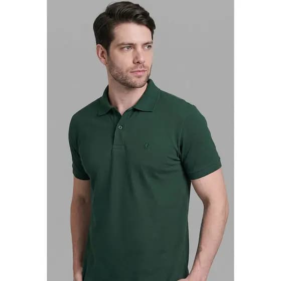 Polo Piquet Lisa Com Botão Polo Wear Verde Escuro