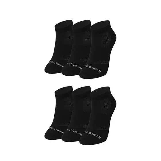 Kit 6 Meias Atoalhadas Masculinas Cano Curto Polo Wear Preto