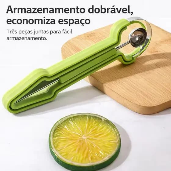 Cortador de frutas 3 em 1 - Uma ferramenta essencial para cortar frutas na cozinha.