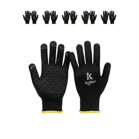 Kit 6 Pares De Luvas PROTEÇÃO e Segurança Tatex Preta ANTIDERRAPANTE e Resistente EPI Kalipso