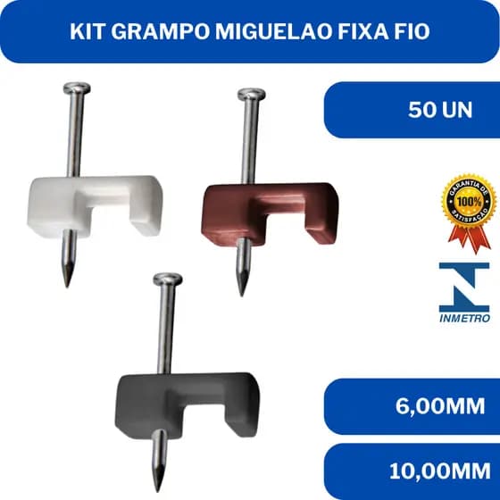 50 Pcs Grampo Miguelao Fixa Fio E Cabos Para Fios de 6mm até 10mm Flexivel ou Paralelo
