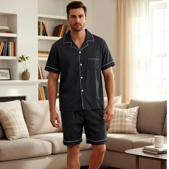 Pijama Casal Unissex Confortável Liso para Dormir