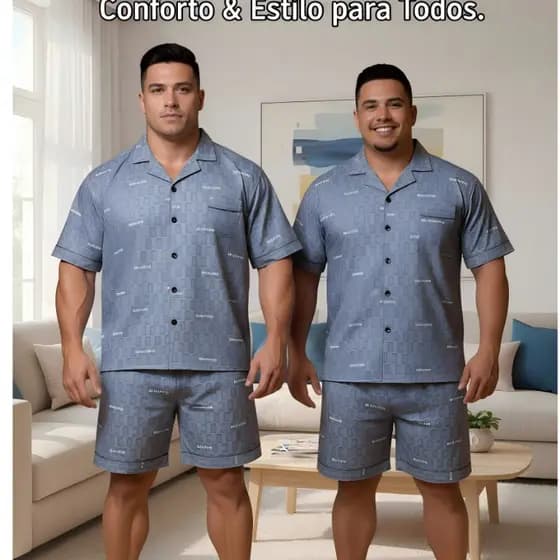 Pijama Masculino Plus Size Curto Confortável Não Aperta