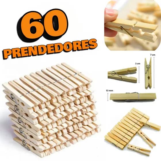 KIT Pregador de Roupa De Madeira Super Reforçado – 12/24/36/48/60 Unidades / Ótima Qualidade