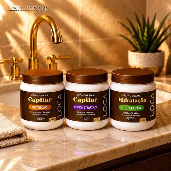Kit 3 Máscaras Cronograma Capilar: Hidratação, Nutrição, Reconstrução, – Loca Cosmetics