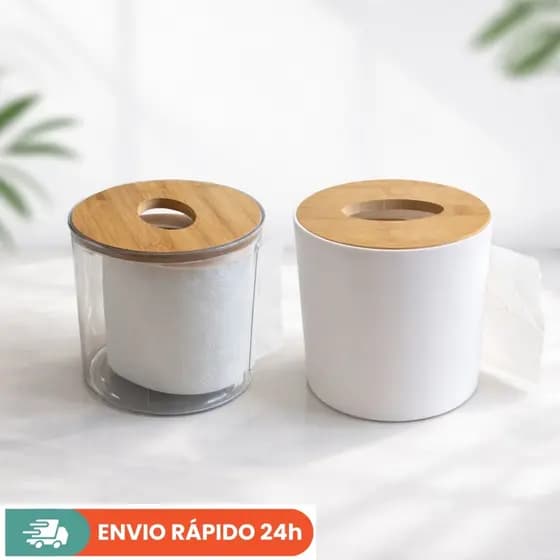 Porta Papel Higiênico com Tampa de Bambu – Organizador Decorativo Banheiro