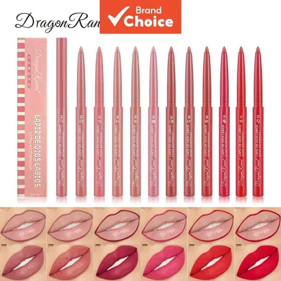 Lápis de contorno labial batom marrom escuro vermelho à prova d'água para mulheres, caneta de contorno labial fosca,