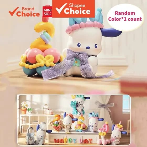 MINISO Sanrio Balão Carnaval Festa Pochacco Caixa Cega Estatuetas Vibrante Brinquedo Em Miniatura Boneca Decoração De Me