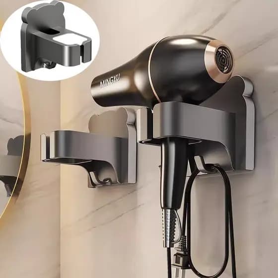 Suporte para Secador de Cabelo Montado na Parede Sem Perfuração Suporte Multifuncional para Secador de Cabelo