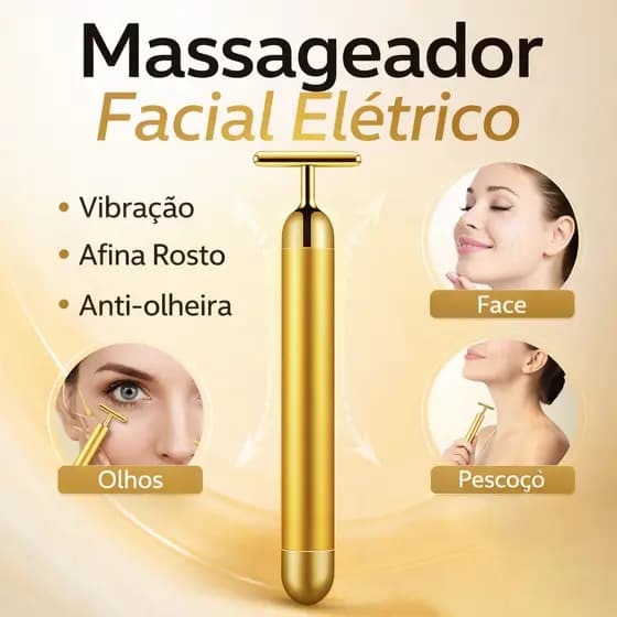 KIT 2 Massageador Facial Elétrico - Reduz Olheiras, Afina o Rosto e Promove Rejuvenescimento com Vibração