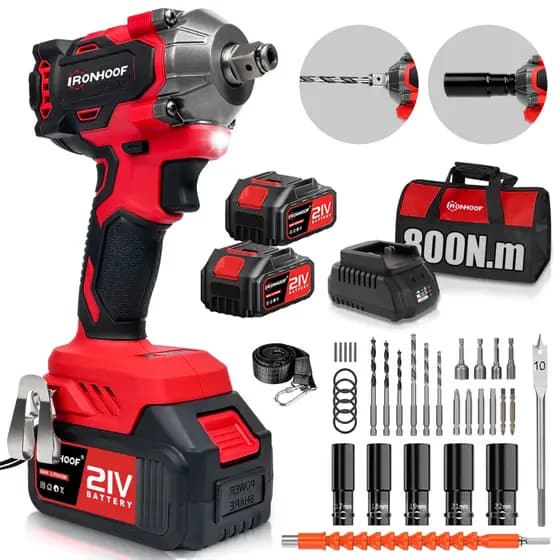 Chave De Impacto Brushless 800 Nm 2 Baterias 21v Sem Fio