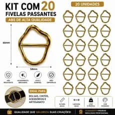 FIVELAS PASSANTE ABS DOURADA 54 MM X 66 MM KIT DE 10 e 20 UNIDADES