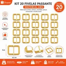 FIVELAS PASSANTE ABS DOURADA KIT DE 10 ou 20 UNIDADES