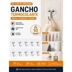 KIT COM 10 GANCHOS TERMOCOLANTES – PRÁTICO, RESISTENTE E SEM FUROS!