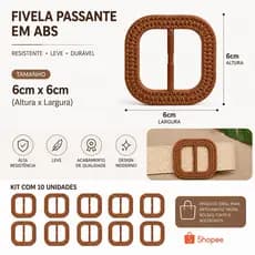 FIVELA PASSANTE EM ABS TAMANHO 6cm COR MADEIRA KIT COM 10 e 20 UNIDADES
