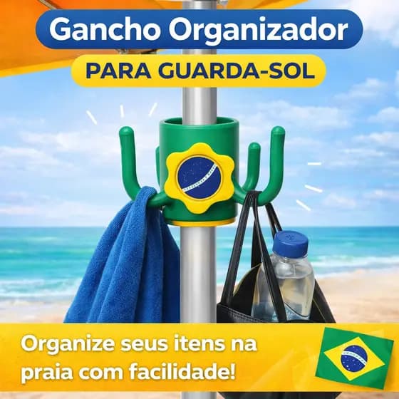 Gancho para Guarda-Sol Bandeira do Brasil Organizador Praia Cabide Suporte Bolsa Toalha Resistente