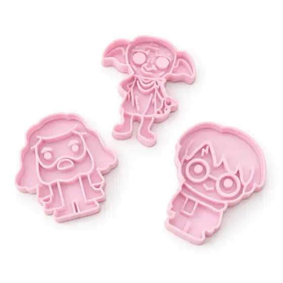 Kit Cortadores de Biscoito Harry Potter, Hagrid e Dobby – Kit 3 Peças Rosa Bebê | Moldes para Biscoitos Decorados