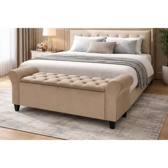 bau recamier sapateira calçadeira quarto sala em madeira tecido suede 120cm