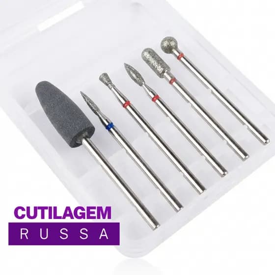 Kit 6 Brocas Diamantadas cutilagem russa broca de cuticula profissional