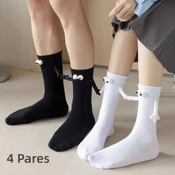 Meias Amantes De Casal Com Magnéticas Mãos Fofo 4 Pares Presente Natal Aniversário Dia Dos Namorados veste 35-43
