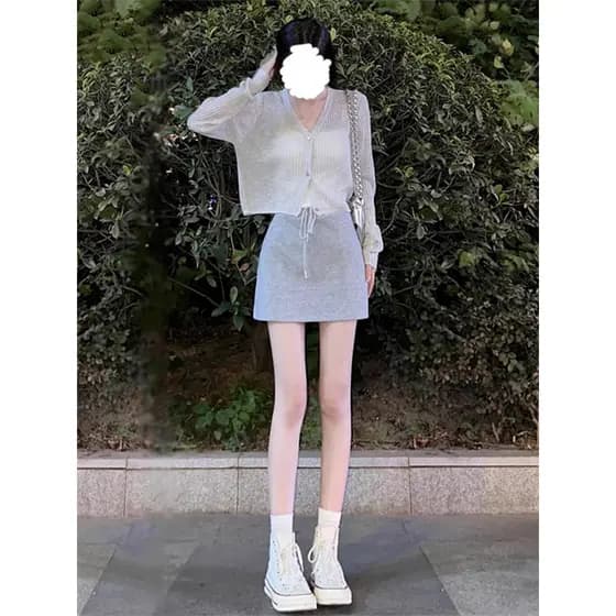 Saia cinza esportiva saia curta Culottes feminino saia Casual terno saia de suor saia americana Design nicho verão