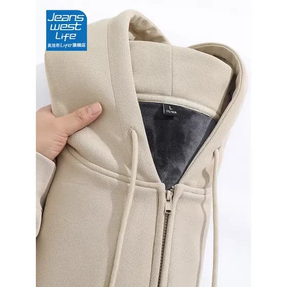 Zhenweisi LIFE Jaqueta masculina com forro de lã, inverno americano, roupa de rua, cardigã, moletom masculino, jaqueta c