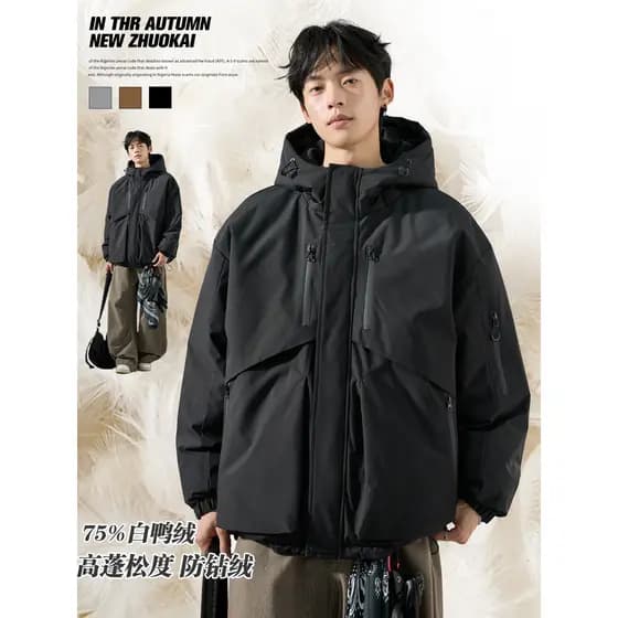 Workwear bolso para baixo jaqueta masculina inverno com capuz térmico acolchoado jaqueta masculina engrossado jaqueta de