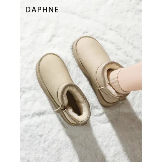 Daphne botas de neve femininas 2026 novo estilo inverno velo quente nordeste sapatos de algodão de sola grossa botas cur