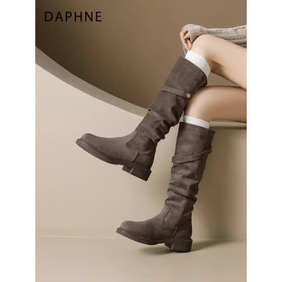 Daphne Meirard botas 2026 verão novo estilo botas de lã de lã de sola grossa botas de cavaleiro botas ocidentais feminin