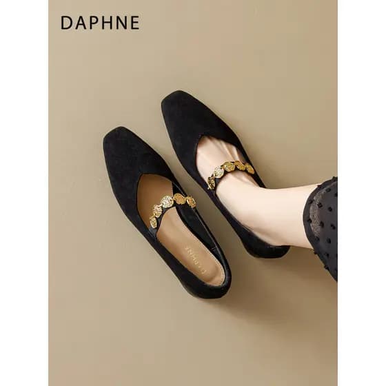 Daphne estilo francês sapatos de salto grosso feminino 2026 novo estilo verão salto baixo High-End elegante alça de uma