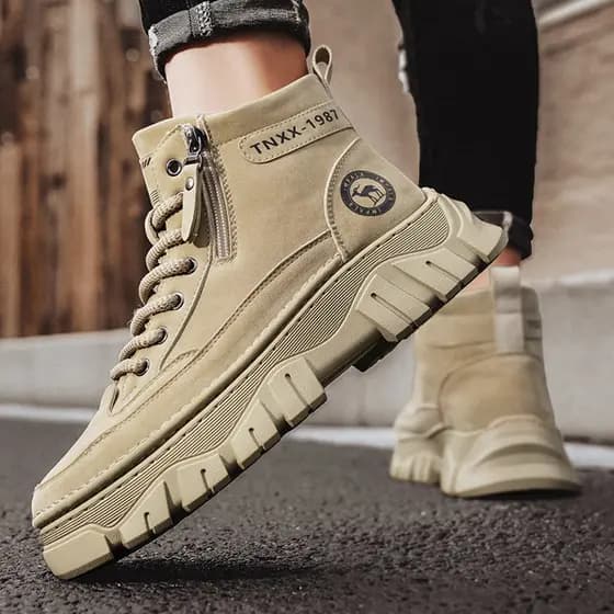 Martin botas masculinas verão Retro trigo cor sapatos de couro de alta qualidade botas curtas masculinas aumentadas de s