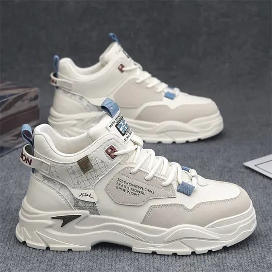 Sapatos masculinos de cano alto 2026 novo estilo verão couro Mid-top Martin botas gerais masculinas aumentando esportes