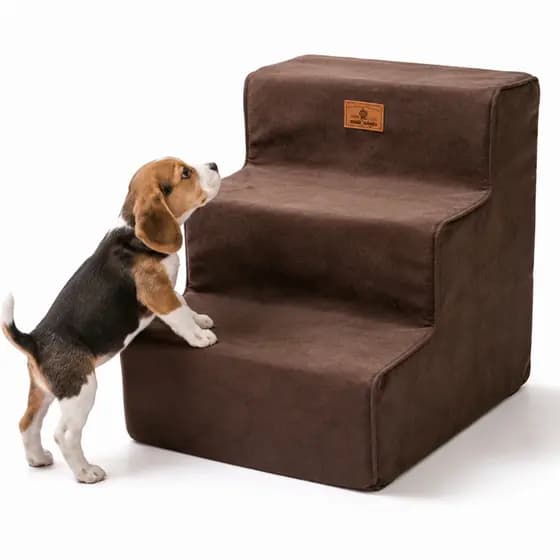 Escada Pet 3 Degraus D28 Para Cachorro Idoso Sofá Cama Não Afunda