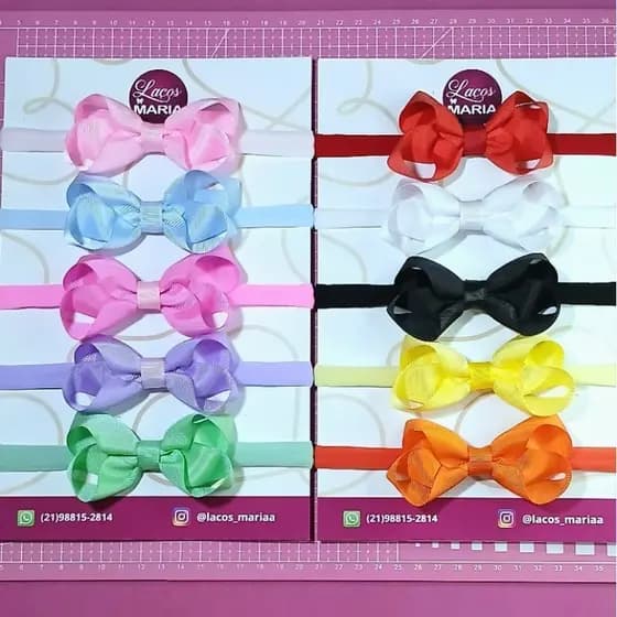 Kit 10 Faixas para Bebê com Lacinhos – Tiara para Bebê – Acessórios de Cabelo para Bebê – Cores da Foto – Maternidade