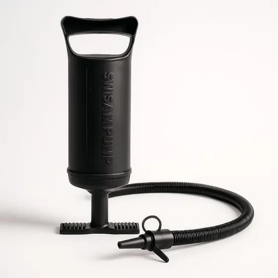 Bomba de Ar Manual 30cm Multiuso, Alta Pressão, com 3 Bicos Adaptáveis e Mangueira Flexível Ideal para Piscinas Colchões